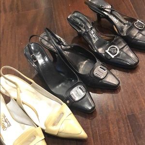 Ferragamo kitten heels.  All size 6.